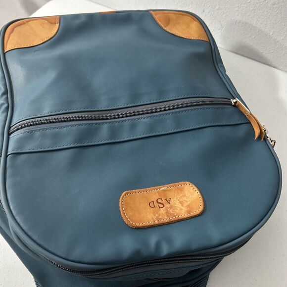 Jon Hart Design Backpack Adults Blue Coated Canvas Leather Trim - Picture 6 of 16